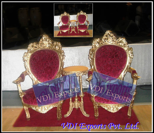 ROYAL GOLDEN CHAIRS WITH TABLE