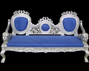 LIONS WOODEN CARVING THREE SEATER