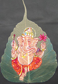 LORD GANESHA ON DRY LEAF